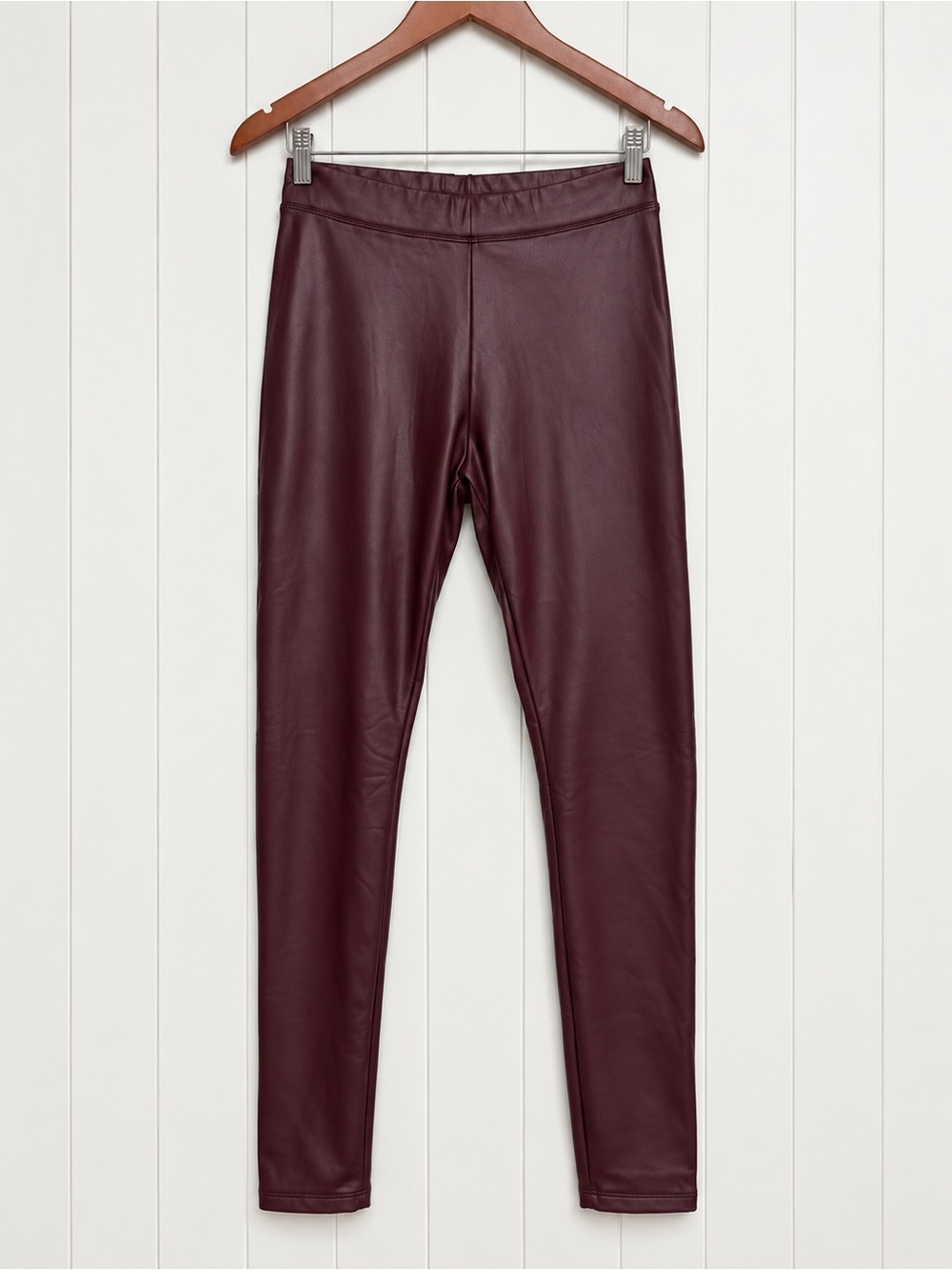 Express Burgundy Faux Leather Leggings Small NWOT